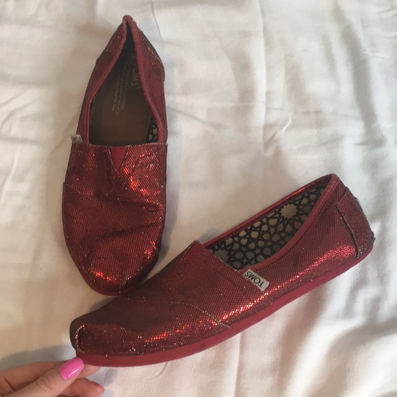 Toms Shoes - Red glitter Toms